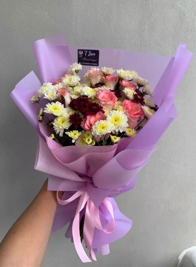 Oasis Gift Wrapping Frosted Cellophane Roll For Multipurpose Hamper Packaging & Flower Bouquet Wrapping, 80cmx25mtr, 1 Roll (Lilac) - Image 5